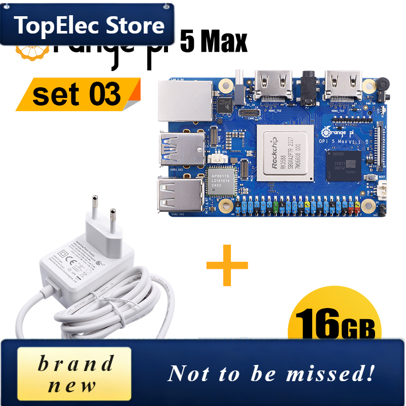 Orange Pi 5 Max Rk3588 - TopElec OrangePi 5 Max 16GB、5V5A電源付き開発ボード、RK3588、PCIE 2.5G
